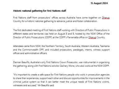 Media Release 15 August